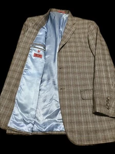 ISAIA - 44R - Gray Glen Plaid 100% Super 140’s Wool Sport Coat Blazer - Picture 1 of 13