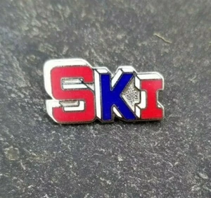 Vintage SKI Red White Blue Patriotic Winter Sports Travel Souvenir Lapel Hat Pin - Picture 1 of 2