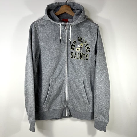 Nike Sportswear NFL New Orleans Saints Full Zip Hoodie Gray Men's Small S Cover