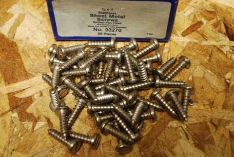 Qty (50) #1/4" x 1" Pan Head 18-8 SS Sheet Metal Screws Type A NOS w Box #bs41 Cover