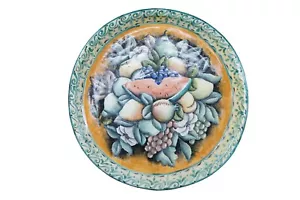 Mayolica Santa Rosa mexikanische Obst Blumen Stillleben Steinzeug Ladegerät Teller 24" - Bild 1 von 11