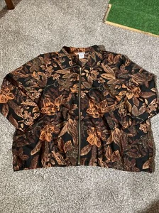 Vintage Floral Black Brown Bomber Jacket Women’s 3XL Blair - Picture 1 of 10