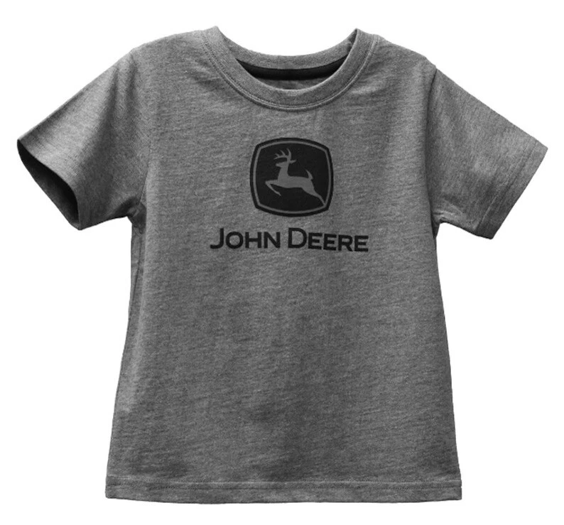 NEW John Deere Gray Short Sleeve Trademark Logo T-Shirt Boys Sizes 5, 6, 7 - Image 1 of 1