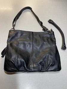 Ann Creek Black Leather Tote Bag includes 2 style handles ~ "Gennifer" Style Bag - Picture 1 of 12