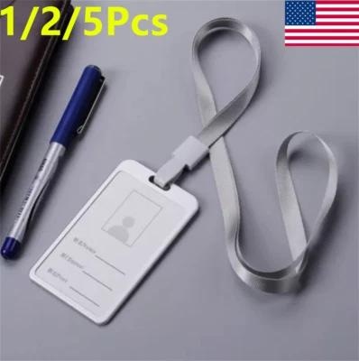 Portatarjetas de identificación con correa para el cuello cordón collar aluminio vertical estuche carrete Foto 1 de 4