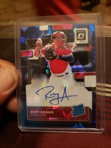 2022 Panini Donruss Optic Blue Cracked Ice Riley Adams Auto /35 Prizm