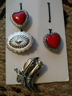 Western Style Oval Slide Over Button Covers - Set of 4 package - Metal & Enamel - Image 1 of 4