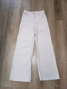 H&M DIVIDED Ivory High Waist Wide Leg Cotton Jeans Pants Women's size 6 NWT - Picture 1 of 8