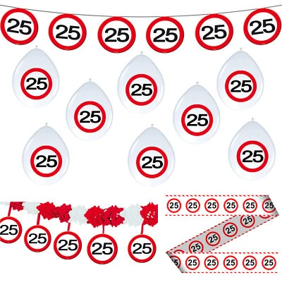 Deko Set 25. Geburtstag Party 25 Dekoration Party Feier Girlanden Luftballons - Bild 1 von 4