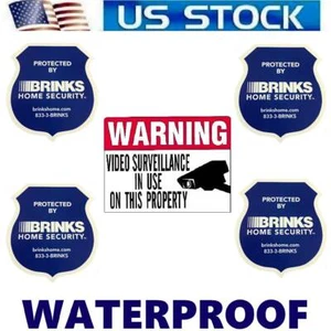 STICKERS FOR HOME WINDOWS BRINKS SECURITY SYSTEM+WARNING VIDEO CAMERA IS IN USE - Picture 1 of 4