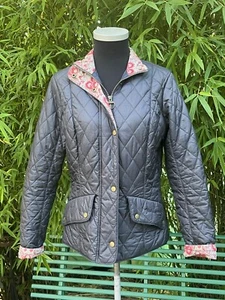 Barbour x Liberty Ladies Navy Flyweight Cavalry Quilted Jacket UK 10 - Picture 1 of 14