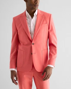 NEW EXPRESS $298 CORAL SLIM WOOL BLEND MODERN TECH SUIT JACKET SZ 38S - Picture 1 of 4