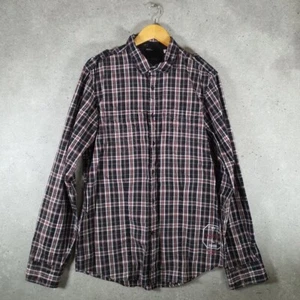 Vintage Guess Checkered Long Sleeve Shirt L Black Men’s Summer Outdoors Casual - Picture 1 of 8