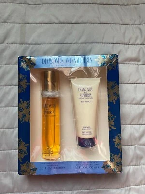 JUEGO REGALO 2 PIEZAS DIAMANTES Y ZAFIROS DE ELIZABETH TAYLOR caja abierta Foto 1 de 4