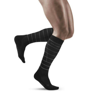 CEP Mens Reflective Compression Socks Black Sports Running Breathable