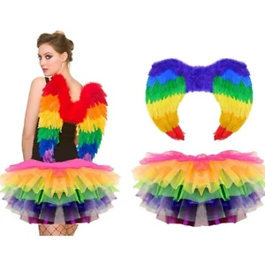 Rainbow Parrot Tutu Costume Feather Fancy Dress Outfit Bird Fairy Party NEW UK - Picture 1 of 11