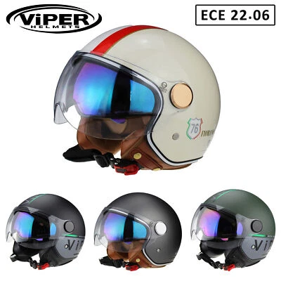 CASCO MOTO SCOOTER VIPER OPEN FACE RS-V19 DOPPIA VISIERA FORZA ITALIA TITANIO - Immagine 1 di 4