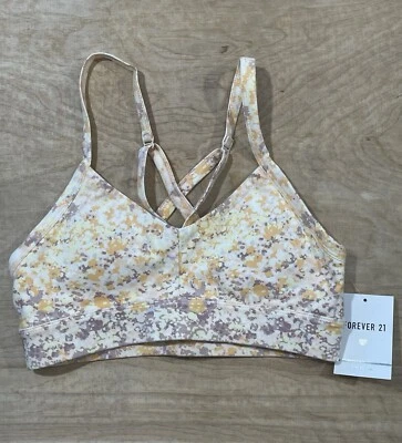 Sujetador deportivo Forever 21 almohadillas extraíbles pulóver multicolor floral inalámbrico talla XS Foto 1 de 4