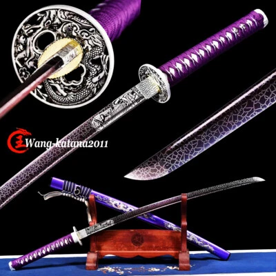 Espada Katana Samurai Japonesa Roxa Full Tang Pronta para Batalha Aço Carbono Afiado - Imagem 1 de 4