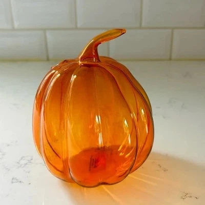 Anthropologie Orange Pumpkin Harvest Glass Bud Vase Rrp £18 - Image 1 of 4