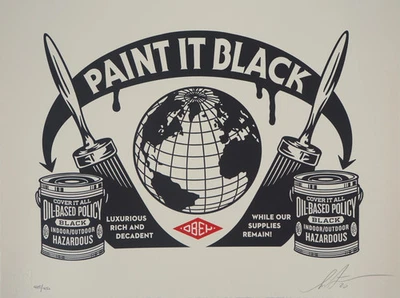Shepard Fairey (Obey) : Paint It Black - Letterpress Originell Unterzeichnet - Bild 1 von 4