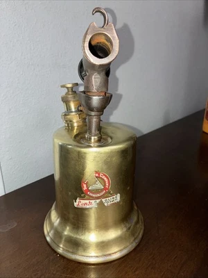 Antique Brass Blow Torch Manufactured By The Otto Bernz Company Wooden Handle - Image 1 of 4