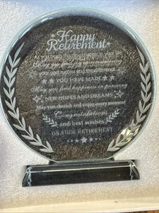 Retirement Plaque Crystal Gifts for Women Men Keepsakes W/ Card In Box - Picture 1 of 7