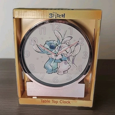 Disney LILO & STITCH Reloj de Mesa Precioso Marco Brillante Oro Rosa NUEVO Foto 1 de 4
