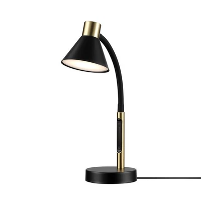 Electric 62000034 15" LED Integrated Desk Lamp, Matte Black, Brass Accent, Ad... - Image 1 of 4