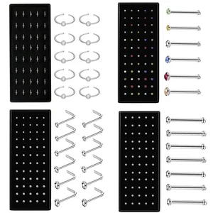 60er/Set Nasenpiercing Zirkonia Spirale Piercing Nase Nasenstecker Strass Stein# - Bild 1 von 23