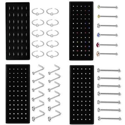 60er/Set Nasenpiercing Zirkonia Spirale Piercing Nase Nasenstecker Strass Stein# - Bild 1 von 4
