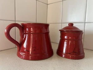 Vintage Red Mamma Ro Cream and Sugar with Lid. made in Italy - Picture 1 of 11