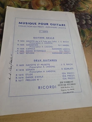 Partituras Ida Presti Danse Rythmique para guitarra clásica extremadamente raras Foto 1 de 2