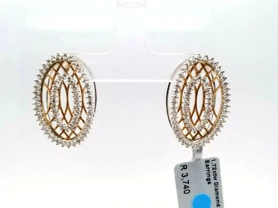 Preciosos aretes de oro bicolor de 18 quilates con diamantes de 1,72 quilates Foto 1 de 4