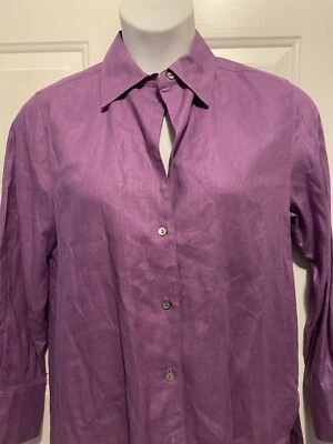 Женская рубашка на пуговицах Valerie Stevens блузка 100% лен размер M средний фиолетовый - Изображение 1 из 4