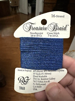 Rainbow Gallery TREASURE BRAID needlepoint cross stitch Metallic Royal Blue TR68 - Image 1 of 4