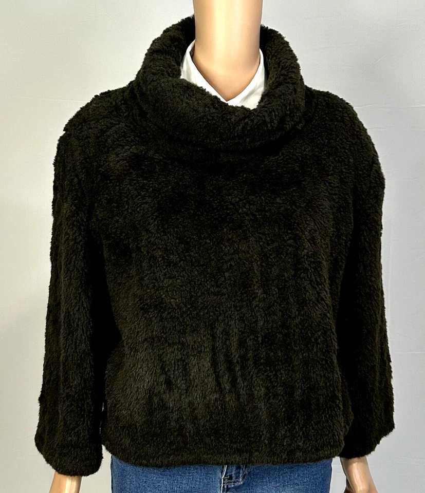 bebe Moda Women 1 Brown Cowl Cropped Pullover Kimono Sleeve Cozy Classy - Image 1 of 4