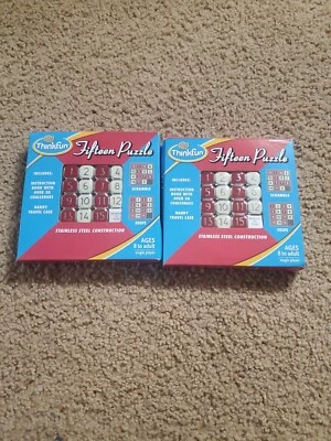 Thinkfun Fifteen Puzzle Brain Game w/Case Instruction Booklet set of 2 - Image 1 of 4