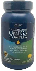 GNC Triple Strength Omega Complex Lemon Flavor - 90 Softgels EXP: 12/26 - Picture 1 of 2