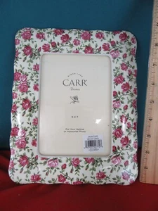 878. CARR Picture Photo Frame 5 x 7 Vertical or Horizontal Pink Roses Floral - Picture 1 of 4