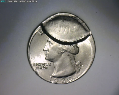 1980 P WASHINGTON QUARTER 30% INDENT WITH "STRONG BROCKAGE" RARE   US ERROR COIN Cover