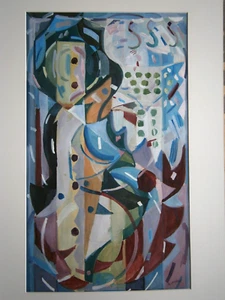 Peinture Aquarelle Gouache Robert Lavabre SAM Post-cubisme 55x33 Ancien - Imagen 1 de 13