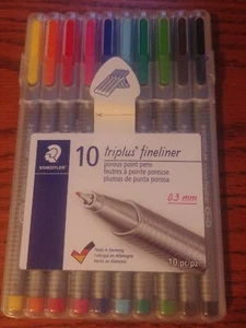 Staedtler Triplus Fineliner Point Pens 0.3 mm  Pack 10 Easel Storage Case A604 * - Picture 1 of 2