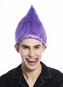 Wig Women Men Carnival Halloween Purple Teased Troll Elf Wig - Picture 1 of 6