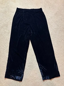 Old Navy Womens Extra High Rise Taylor Wide Leg Trousers Pants Black Velvet PM - Picture 1 of 5