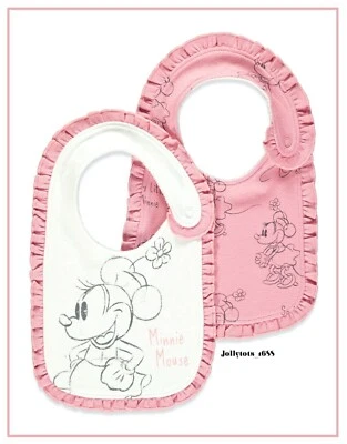 Disney Baby Mädchen Minnie Maus Lätzchen 2er-Pack Charakter Dribble Lätzchen Brandneu mit Etikett