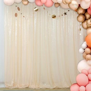 7'x7' Ivory Sequin Photography Backdrop Photo Booth or Wedding Backdrop - Picture 1 of 6