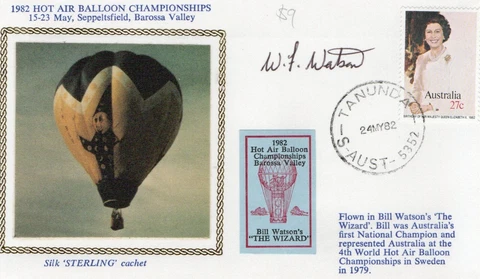 Australian Balloon Mail - flown on bal. 'The Wizard' 24.5.82 signed by pilot Cover
