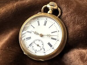 Antique Ancre Ligne Droite Spiral Breguet Pocket Watch Porcelain Dial