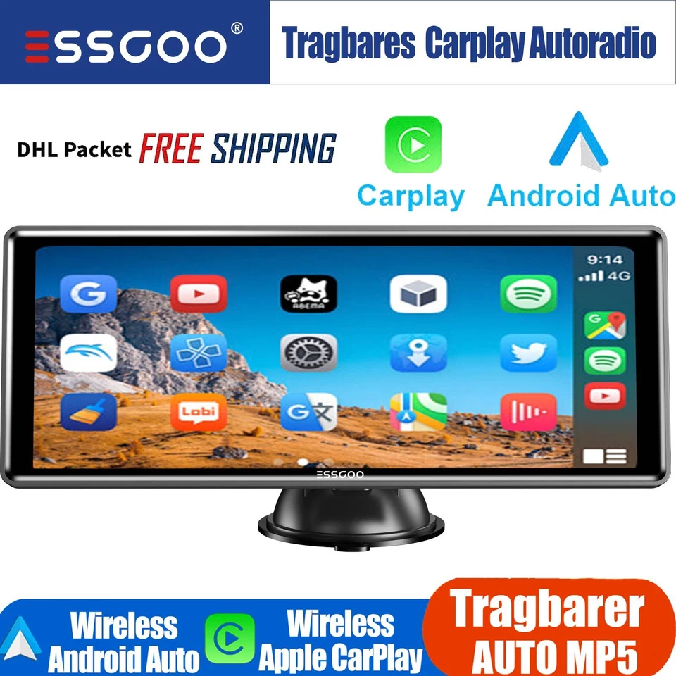 10,3" Autoradio Apple Carplay Android Auto Bluetooth Tragbarer Desktop Monitor - Bild 1 von 4